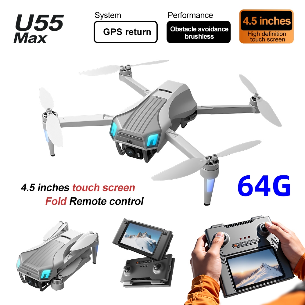 Drone Gimbal 2 Axis - NCZOBOE U55 オプティカルフローGPSドローン 4Kプロフェッショナルドローン カメラ付き 中型ジンバル