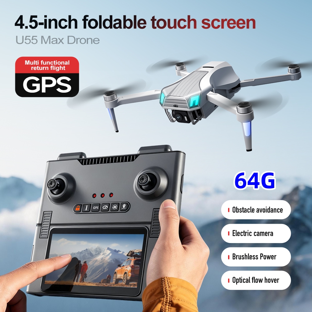 NCZOBOE U55 プロフェッショナルGPSドローン カ - Drone Gimbal 2 Axis のレビューと価格