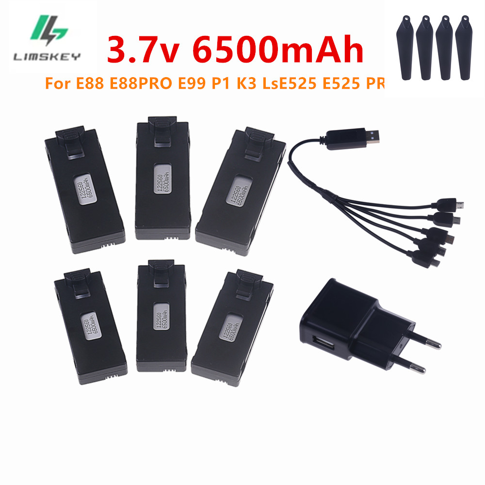 3.7V 6500mAh リポバッテリーと充電器 E88 E - Eachine Drone E58 のレビューと価格