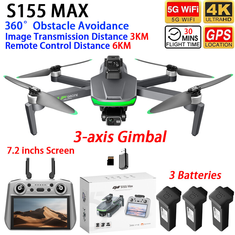 S155 MAXドローン GPS WIFI 3KM FPV  - Drone Gimbal 3 Axis のレビューと価格
